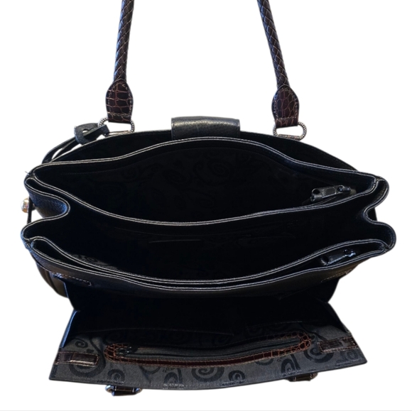 Brighton Laverne Retired Black Brown Pebbled Leather Shoulder Bag - Picture 8 of 16